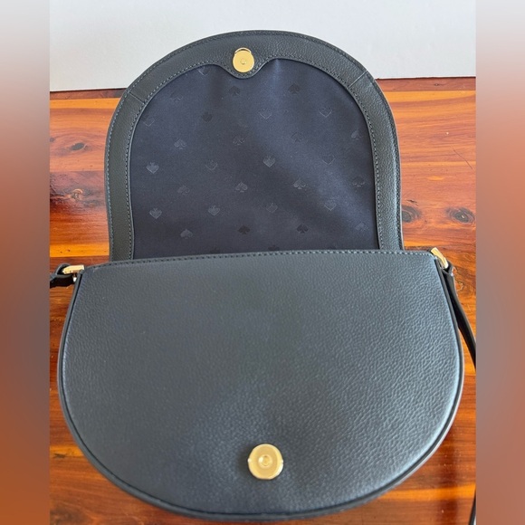 Kate Spade New York Luna Crossbody Bag Gingham Woven Straw Crescent Blue/ White - Picture 12 of 16